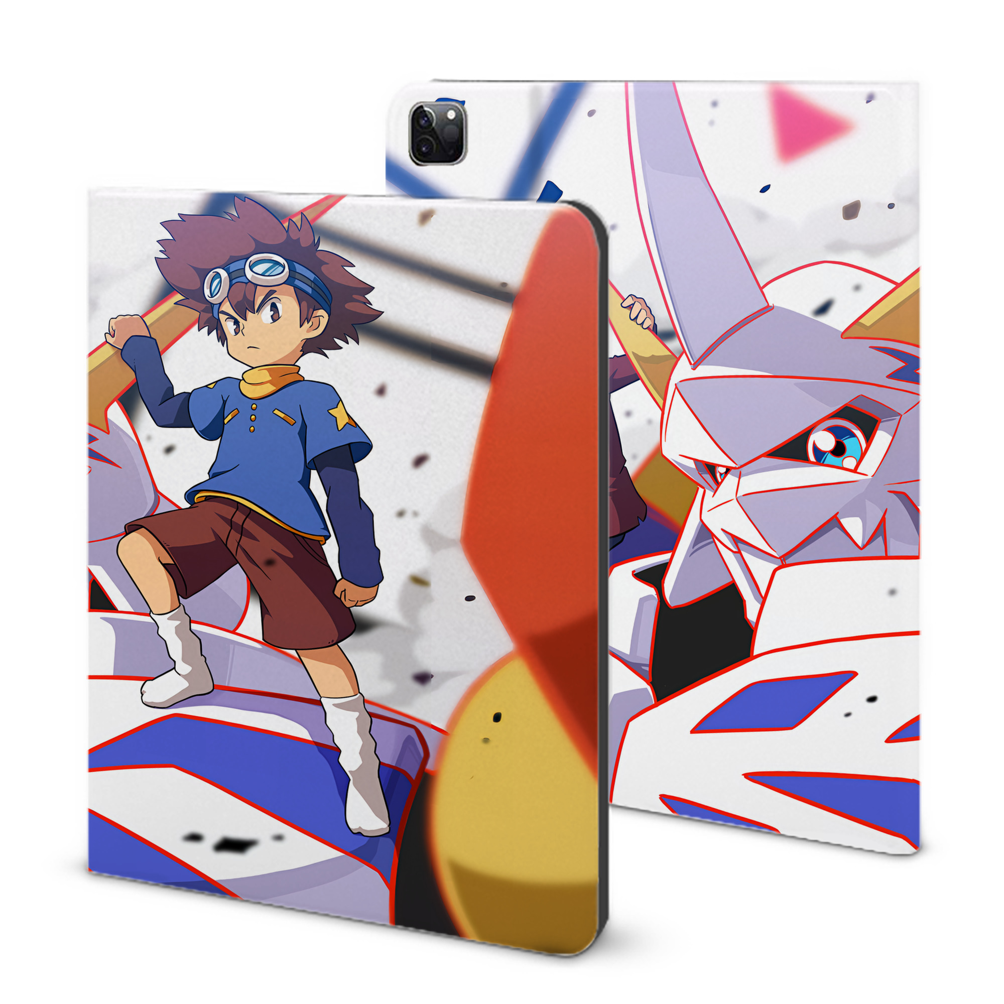 （画像用） Digimon デジタルモンスター/デジモン IPad ケース ブック型 PUレザー TPU 耐衝撃 軽量 薄型 ペン収納なし 全面保護 IPad 各モデル対応